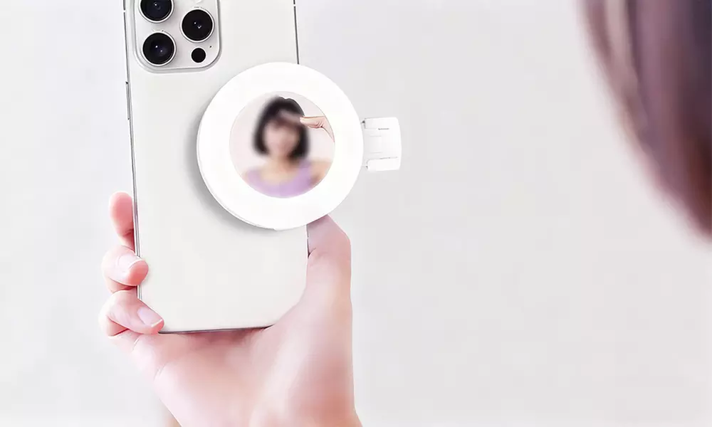 Tragbare Selfie-Lampe mit 3-Licht-Modi & 180° Drehung