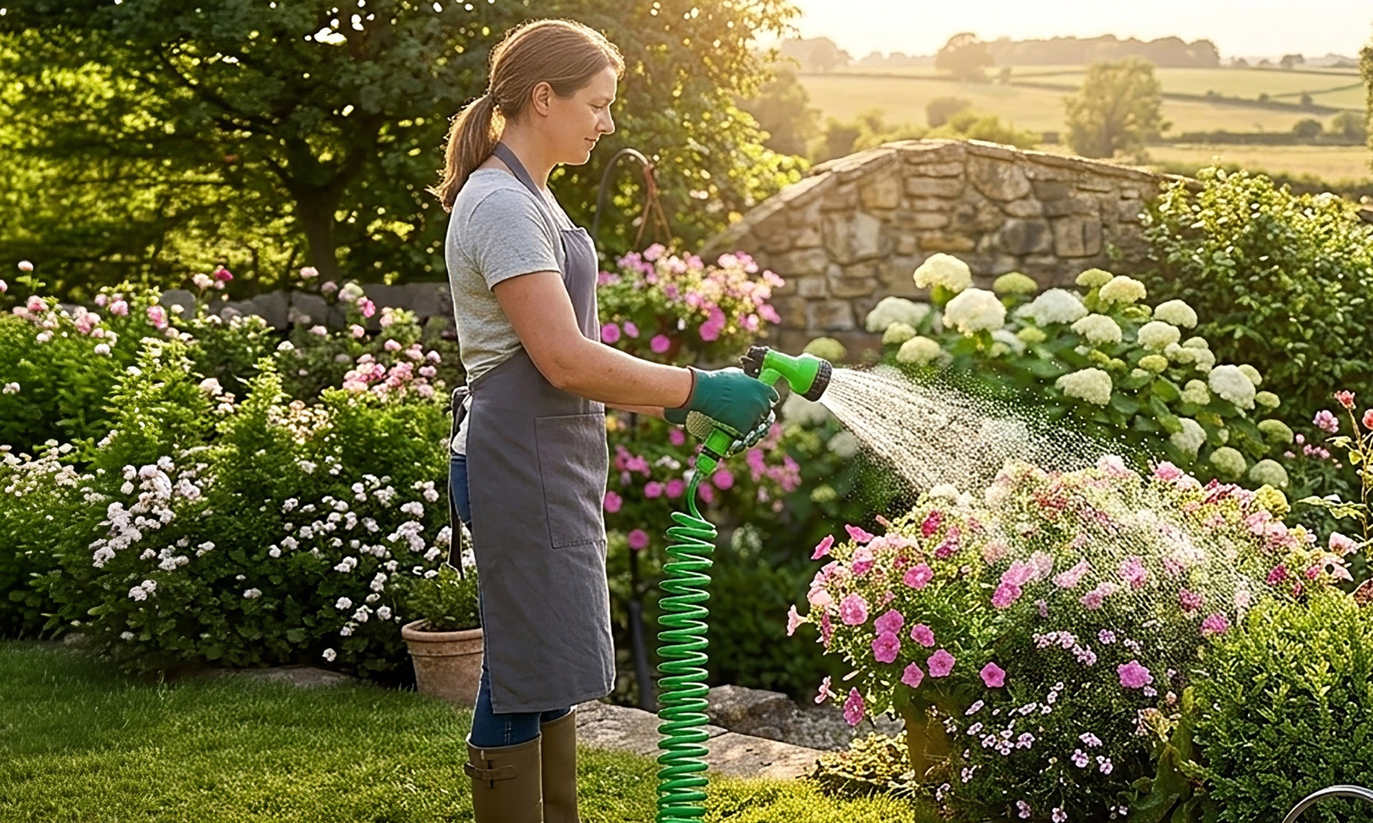 Tubo da irrigazione a spirale con pistola