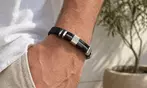 Pulsera de cuero y acero inoxidable