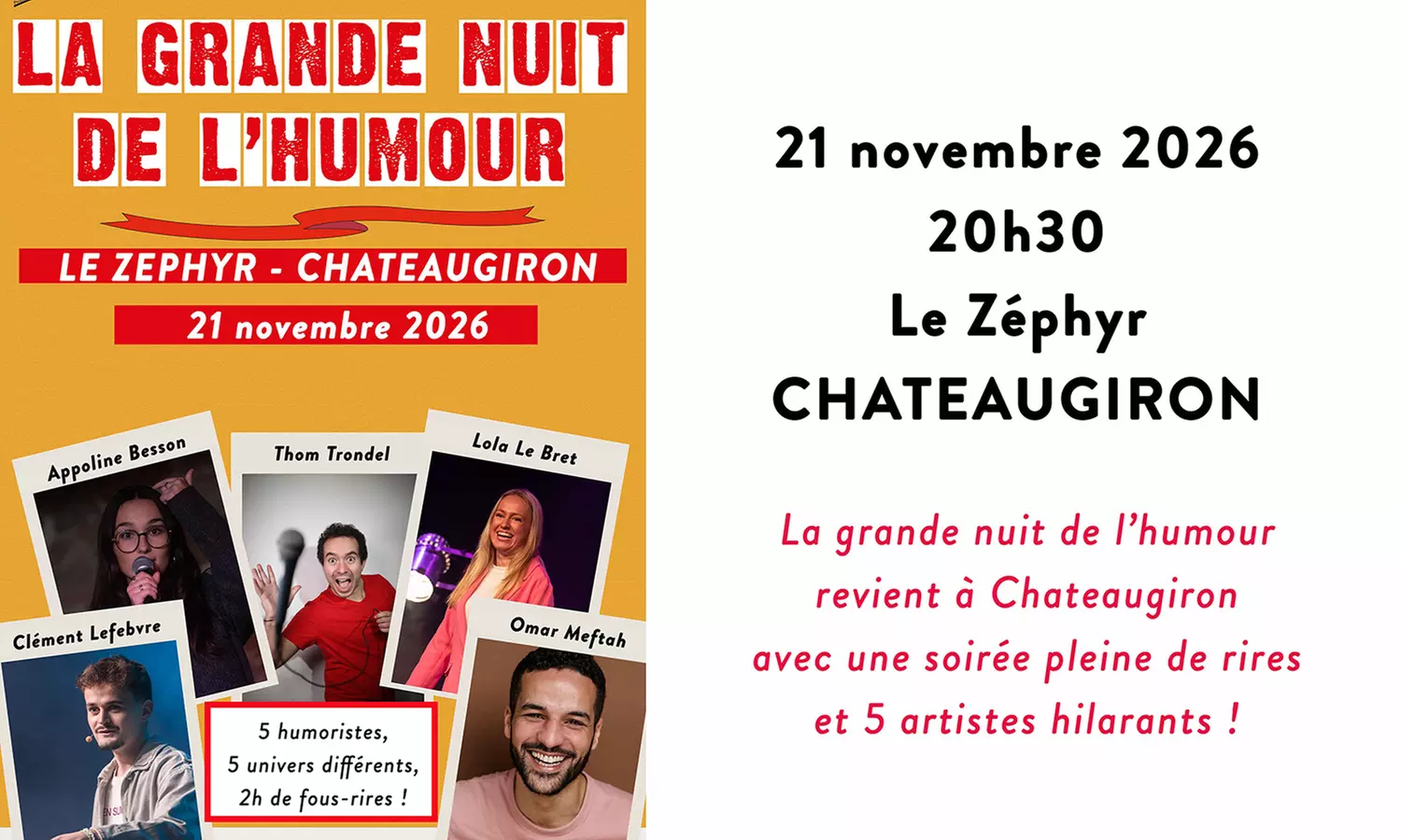 "La Grande Nuit de l'Humour" au Zéphyr de Châteaugiron