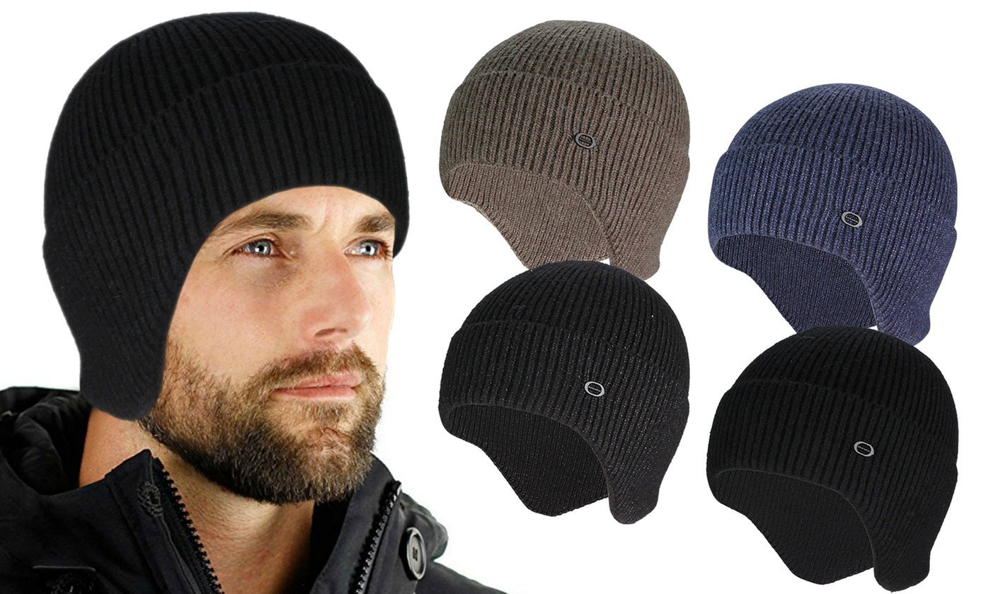 Winter Warm Fleece Lined Knit Beanie Earflap Hat Cap