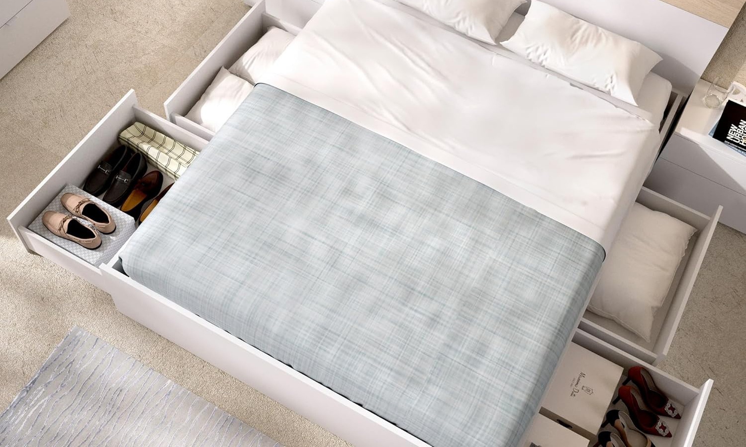 Estructura de cama con 4 cajones