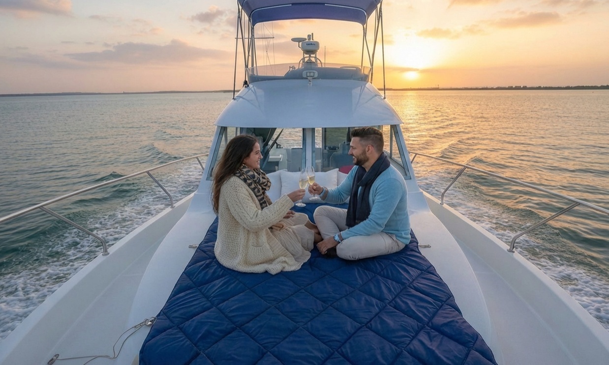 Paseo en barco de 90 minutos con bebida para 1 o 2 personas