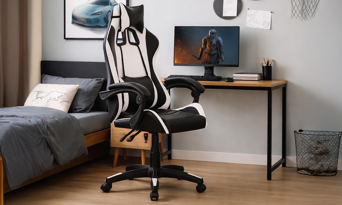 Sedia gaming in similpelle reclinabile e regolabile