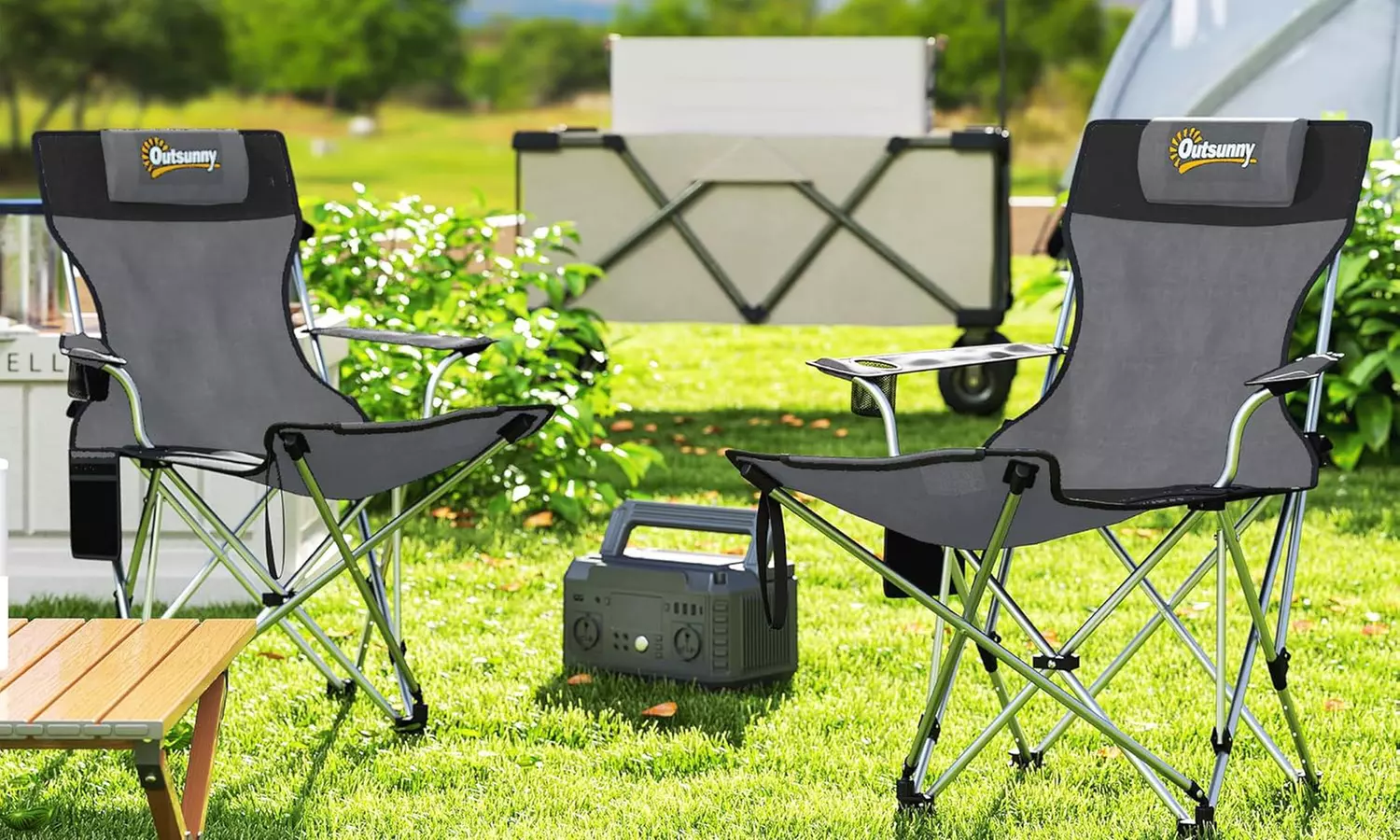 Set of Two Outsunny Folding Camping Chairs