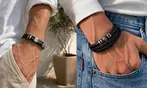 Pulsera de cuero y acero inoxidable