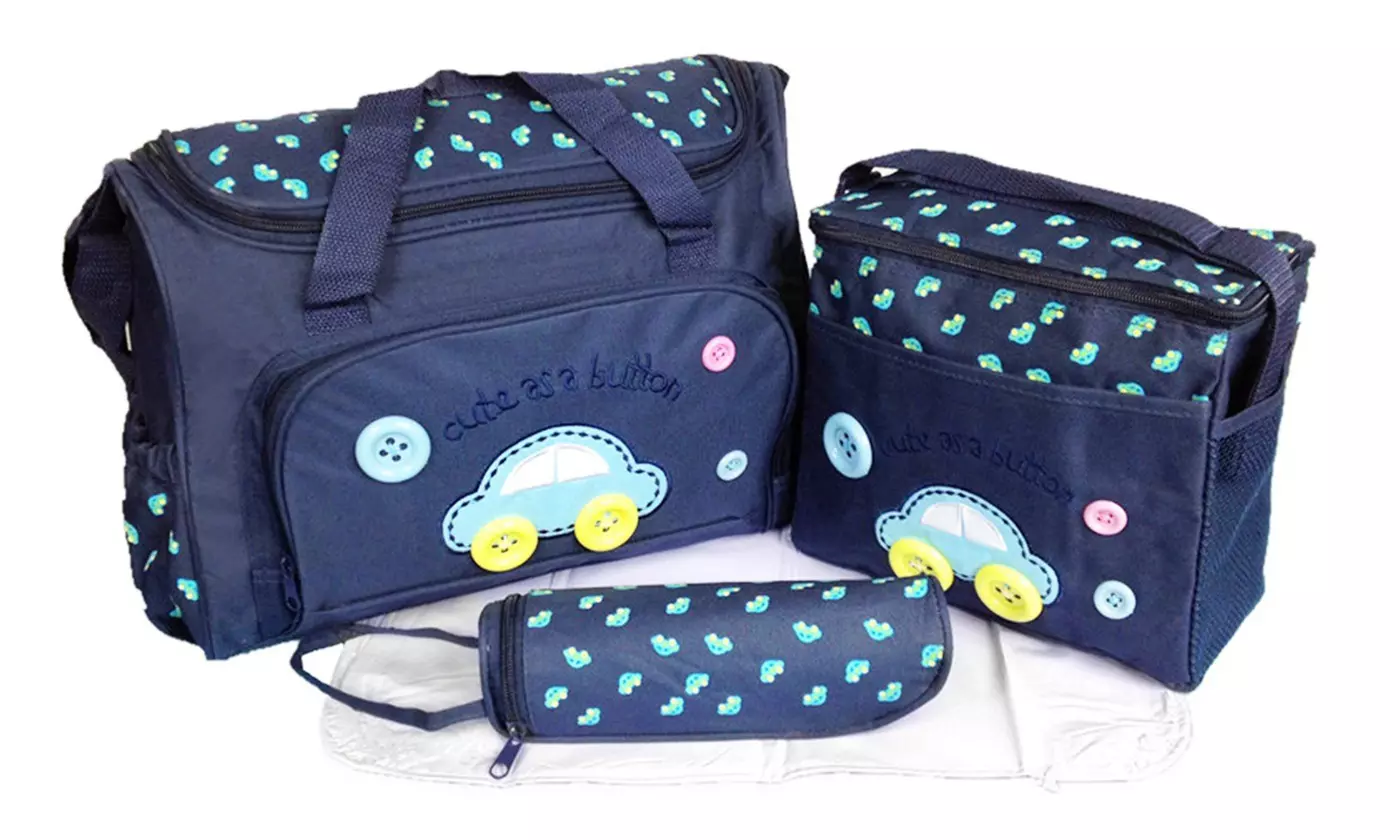 BabyLuv 4-Piece Mommy Diaper Bag Tote Set with Changing Pad and Baby Essentials