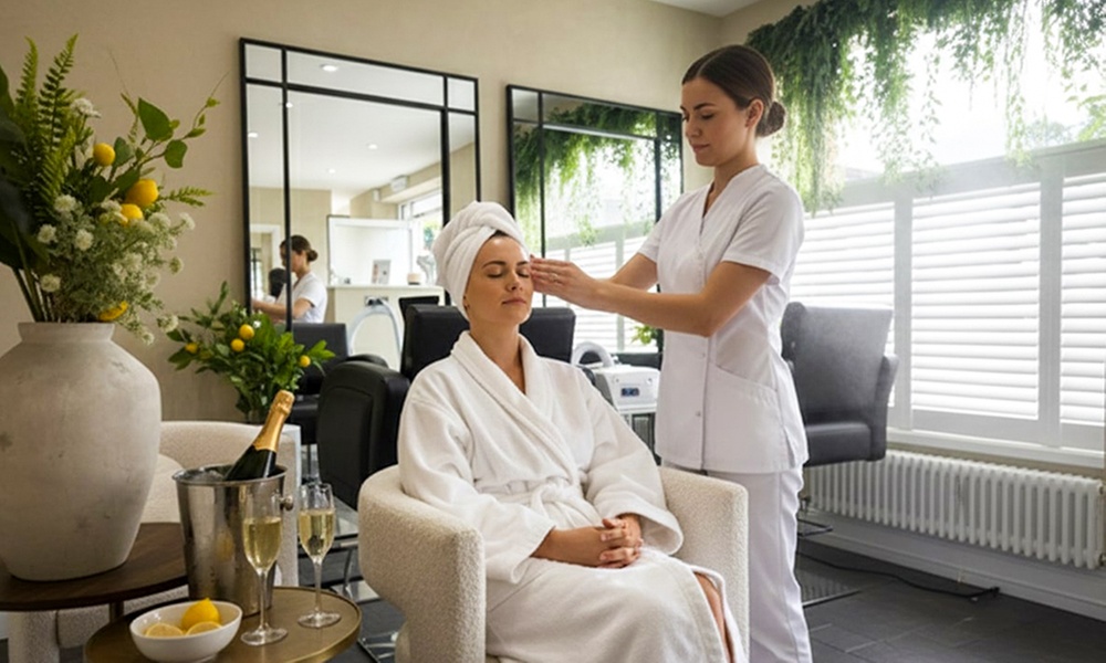 60 or 90-Minute Package: Mini Facial with Indian Head Massage & Bubbly