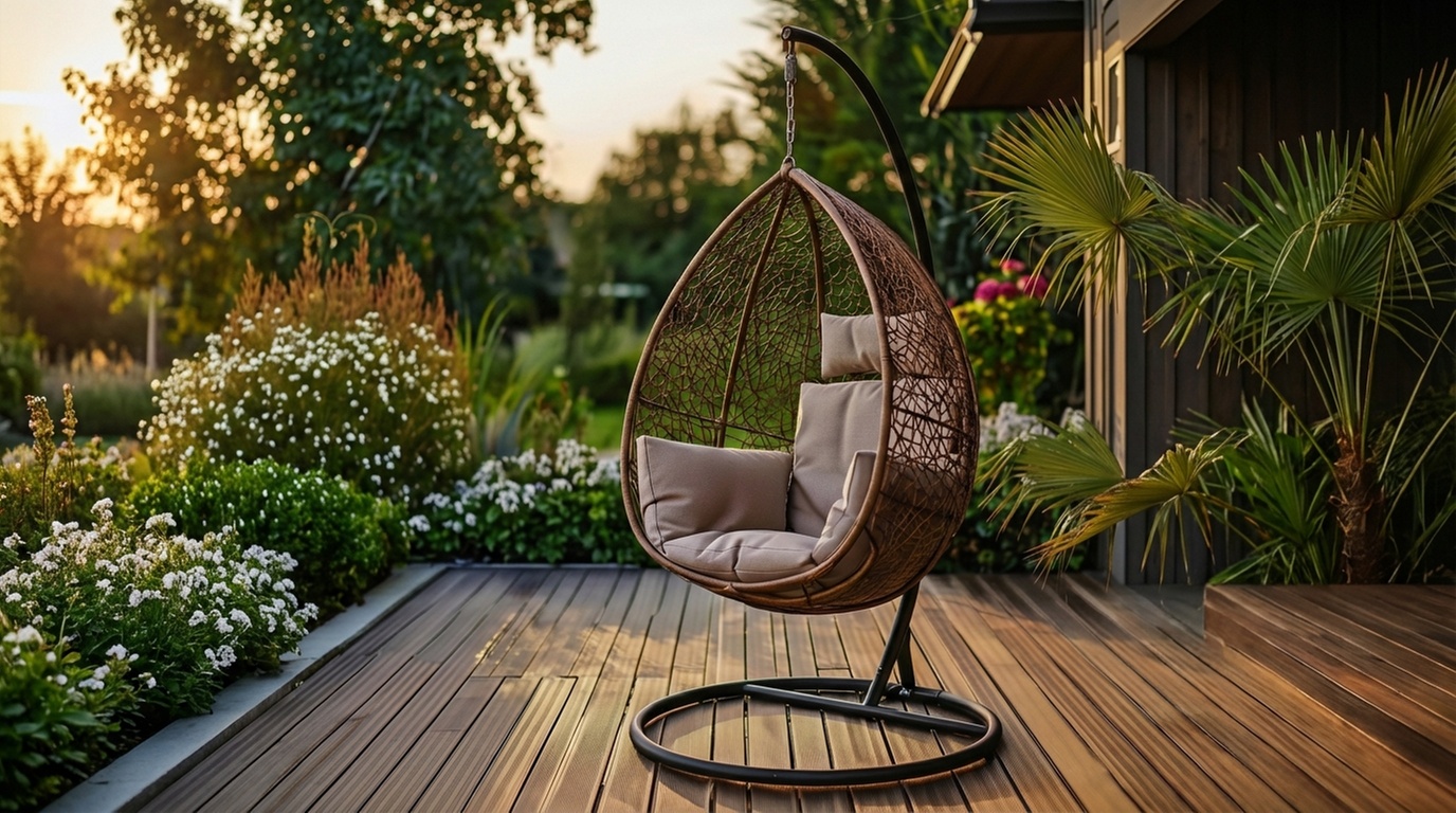 Poltrona sospesa a dondolo per giardino e terrazzo