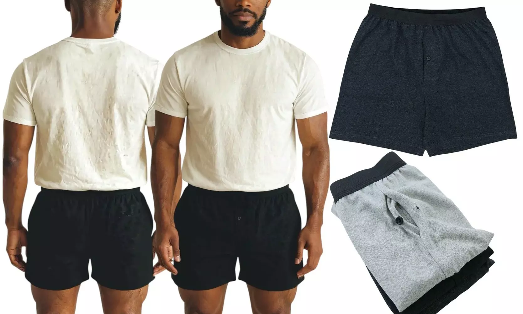 ToBeInStyle Men's Three-Pack 100% Cotton Relaxed-Fit Knit Boxer Shorts