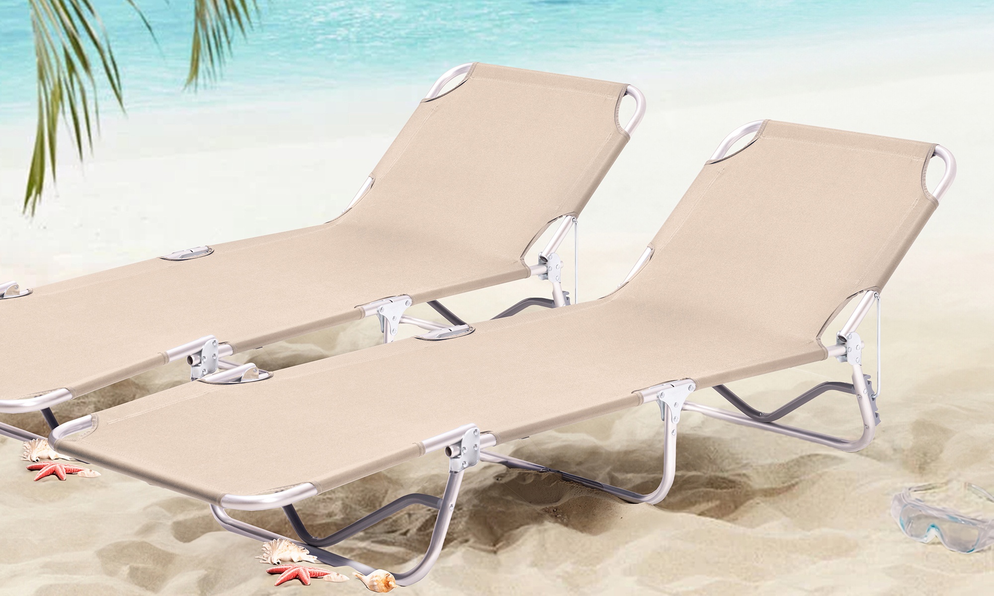 Coppia di lettini prendisole in alluminio