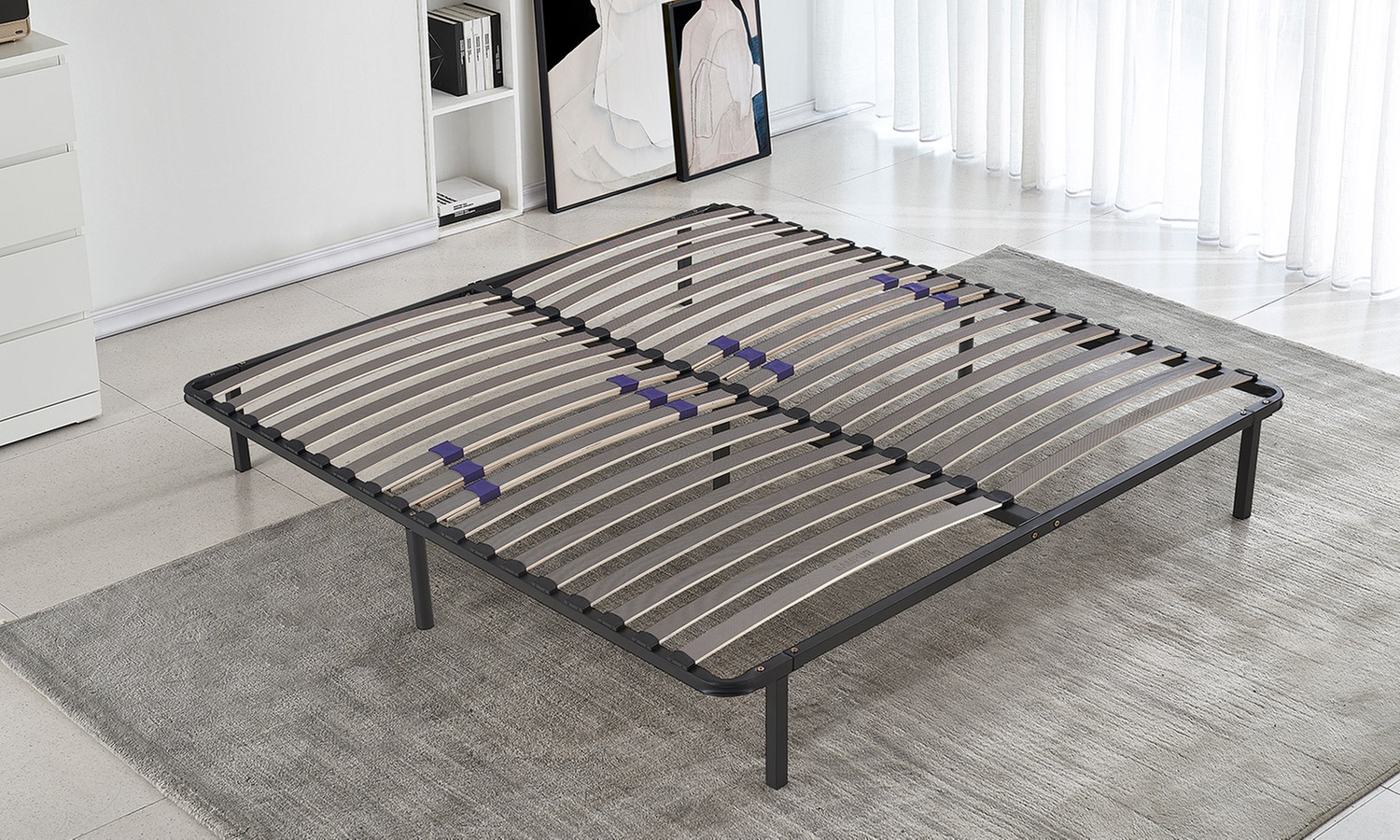 Base in metallo con doghe e piedini regolabili, Sampur