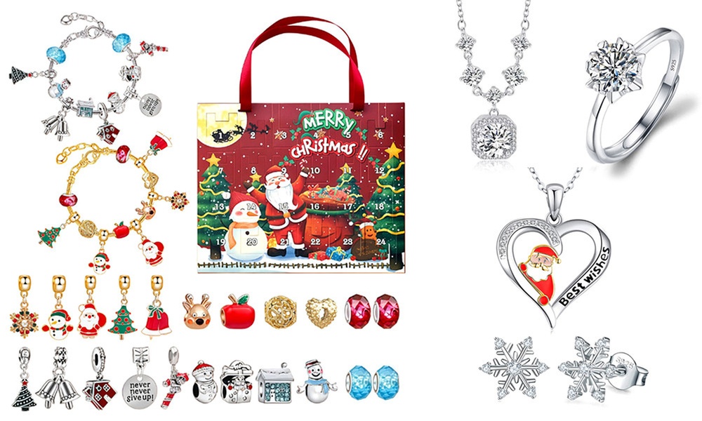 Calendario de Adviento con 24 joyas con diseños navideños