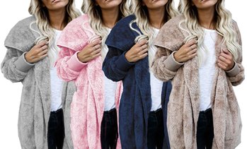 Gilet long en polaire à capuche