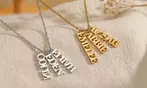 Custom Engraved Name Stainless Steel Family Necklaces with Birthstone