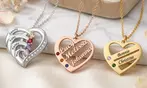 Custom Engraved Name Stainless Steel Family Necklaces with Birthstone
