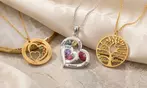 Custom Engraved Name Stainless Steel Family Necklaces with Birthstone
