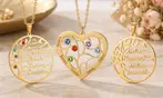 Custom Engraved Name Stainless Steel Family Necklaces with Birthstone