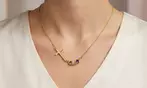 Custom Engraved Name Stainless Steel Family Necklaces with Birthstone