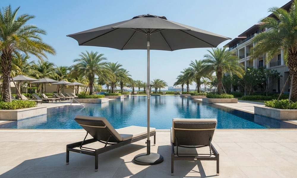 Ombrellone da esterno con manovella e inclinazione regolabile