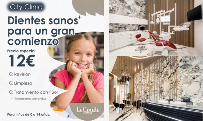 Pack dental infantil con revisión, limpieza y flúor para 1 niño