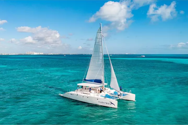 Isla Mujeres Catamaran from playa del carmen Open Bar Beach Club
