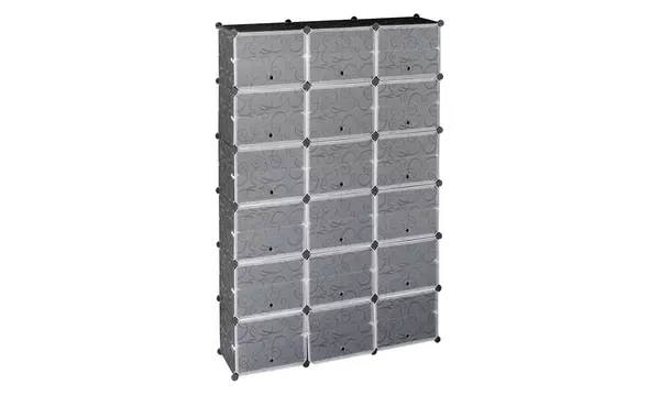 36-Cube 72 Pairs Plastic Shoe Storage Boxes 12 Tiers Shoe Rack Shelf Black - Second Medium