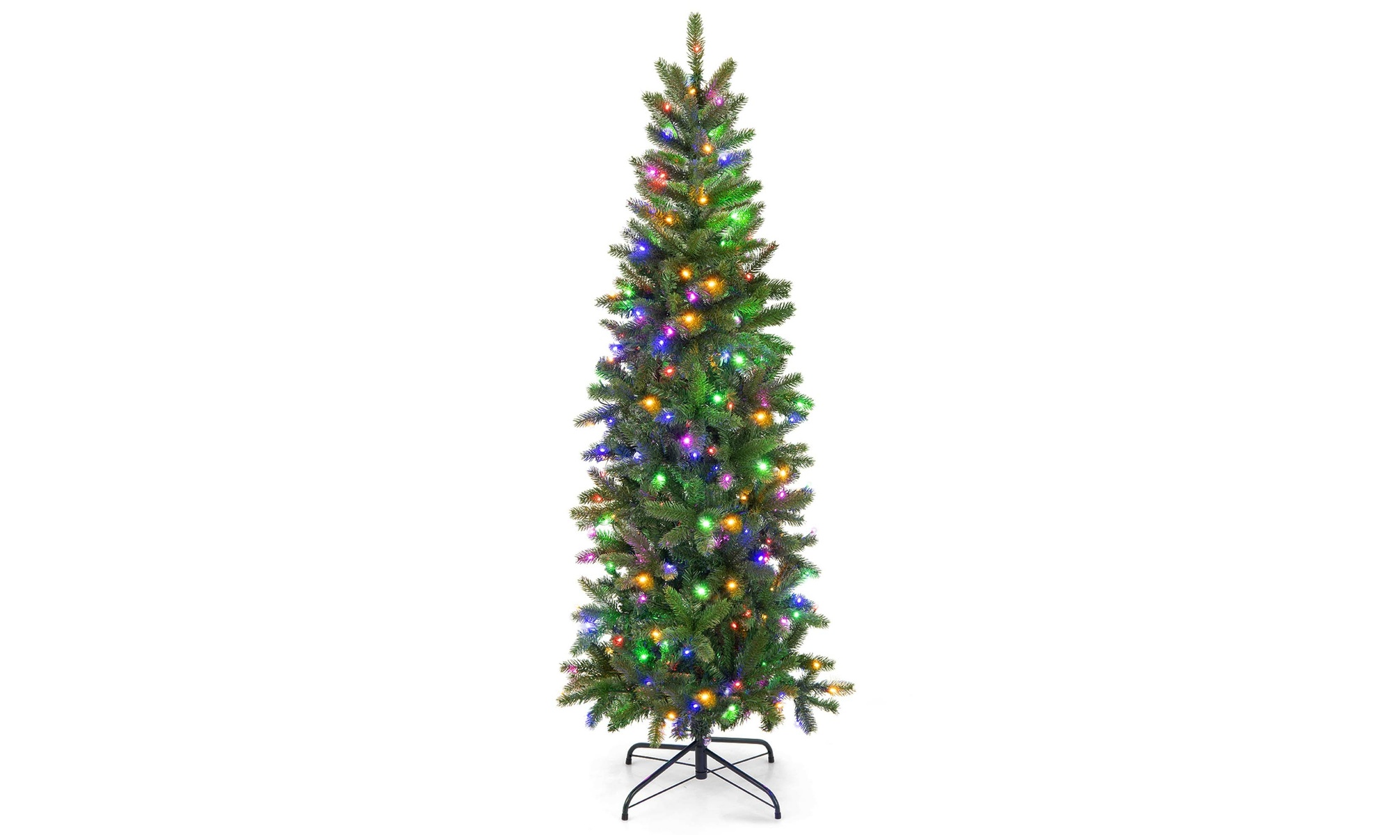 5FT Pre-Lit Hinged Artificial Christmas Tree With Multicolor Lights