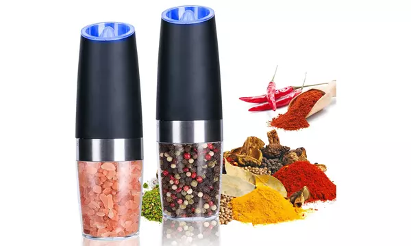 Gravity Electric Pepper Salt Grinder Set Battery Powered with LED Light - Primary Image