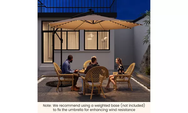 Costway 10FT Patio Solar-Lighted LED Cantilever Offset Umbrella W/ Crank Tilt - Second Medium