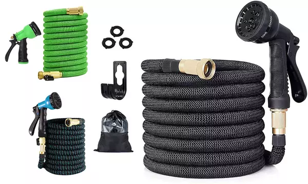 Expanding Garden Watering Hoses with Spray Nozzle (25-100ft) - Primary Image