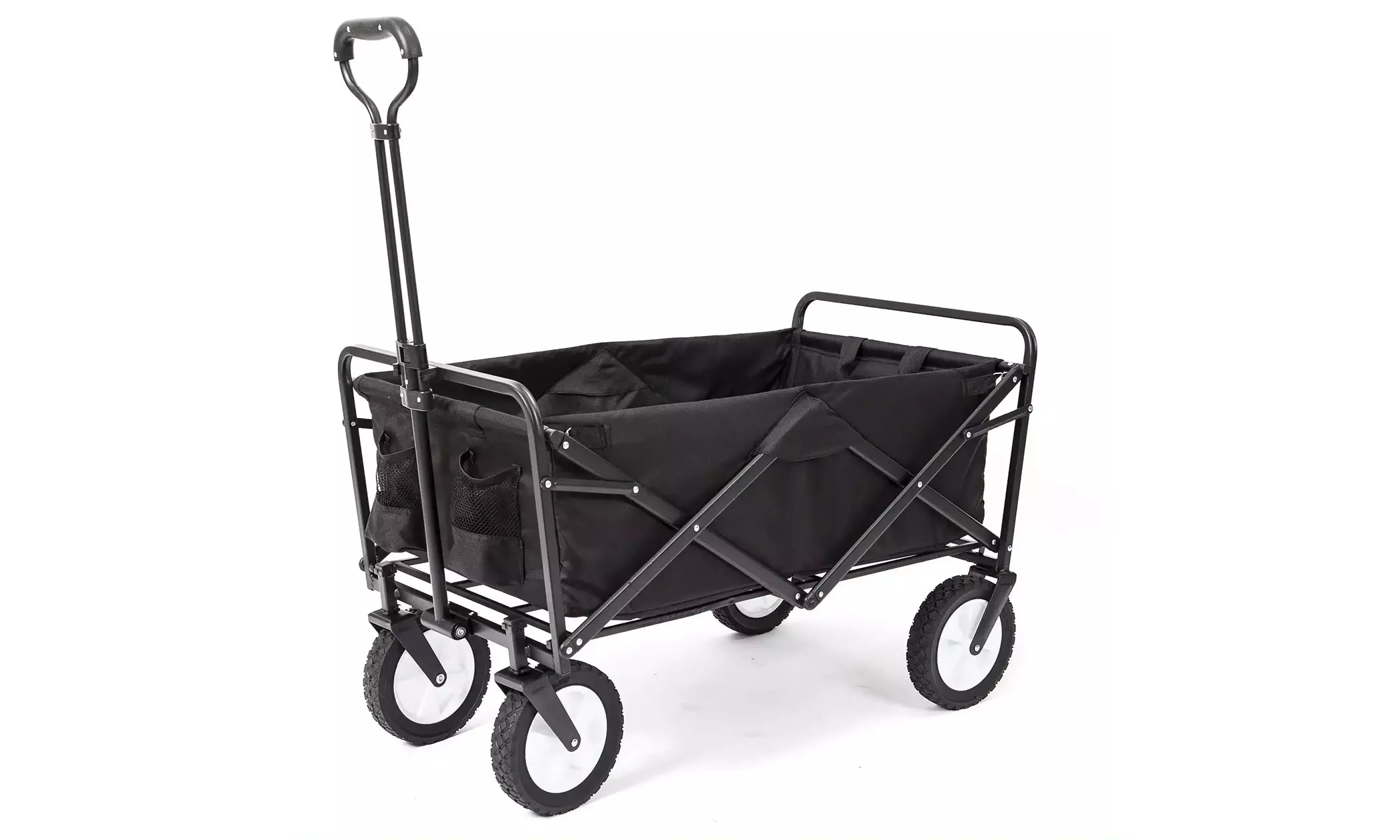 Collapsible Outdoor Foldable Wagon Cart Lightweight in Black, Multi-Purpose Cart - Primary Image