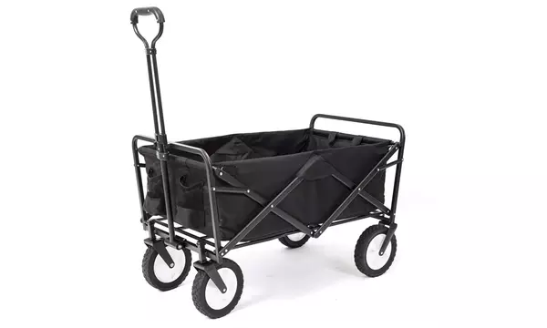 Collapsible Outdoor Foldable Wagon Cart Lightweight in Black, Multi-Purpose Cart - Second Medium