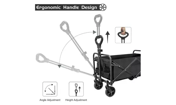 Collapsible Outdoor Foldable Wagon Cart Lightweight in Black, Multi-Purpose Cart - Second Medium