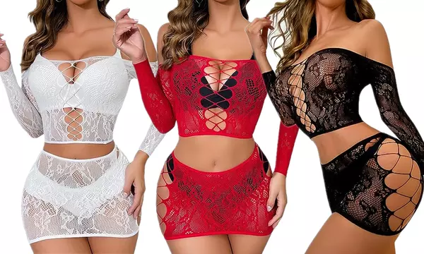 Up To Off On Womens Lingerie Set Fishnet B Groupon Goods