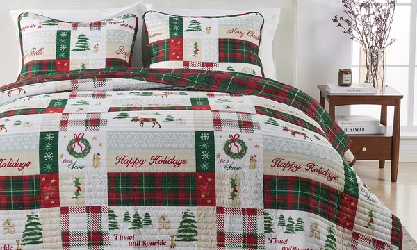 Cheerful Colorful Christmas Quilt Set - Second Medium