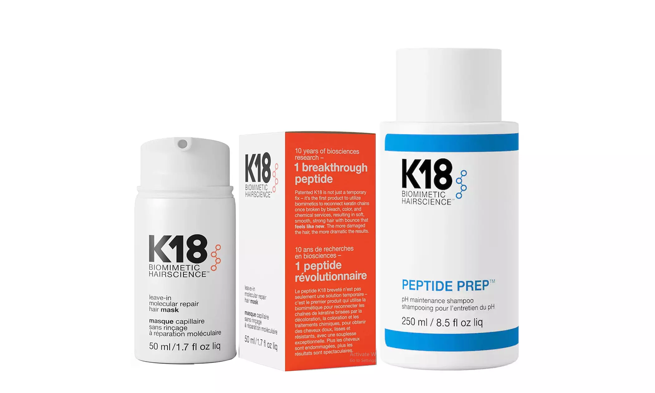 K18 Leave-In Hair Masks with Peptide Prep pH Maintenance Shampoo (Choose Size) - Second Medium