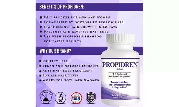 Propidren by HairGenics - DHT Blocker with Saw Palmetto To Prevent Hair Loss - Second Medium