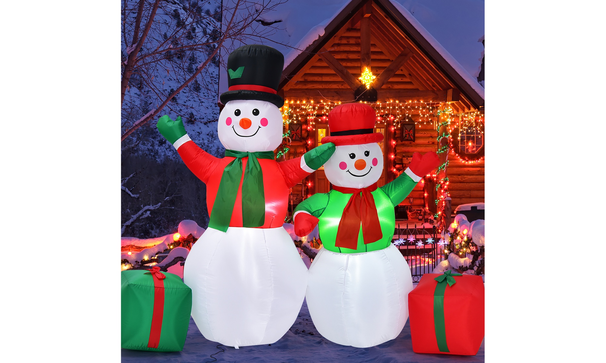 Costway 6Ft & 5Ft Christmas Inflatable Snowmen Blow Up Christmas Decoration