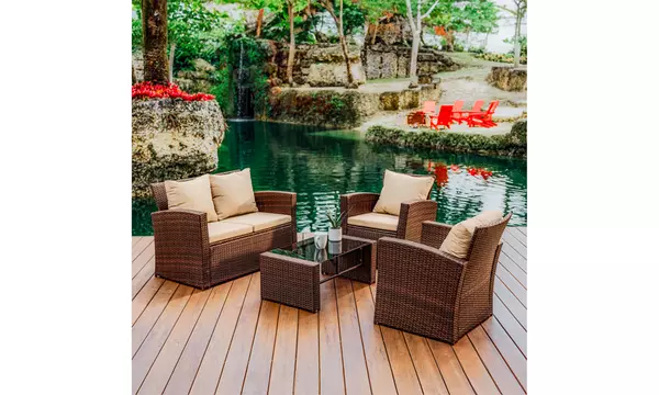 Nestl 4-Piece Outdoor Wicker Patio Furniture Conversation Set - Second Medium