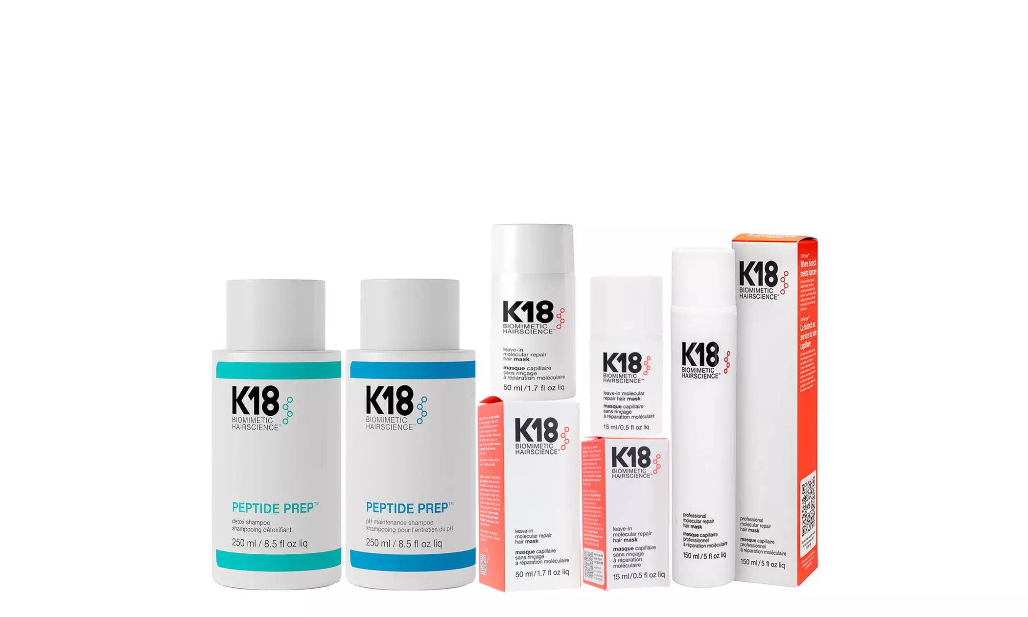 K18 Leave-In Hair Masks with Peptide Prep pH Maintenance Shampoo (Choose Size) - Primary Image