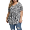 Verno Womens Plus Size Henley Shirts Floral Tunic Tops Short Sleeve