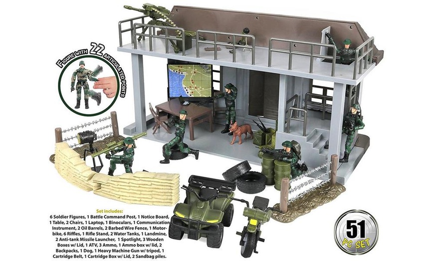 Click N Play Military Multi Level Command Center Post 51 Piece Play Set