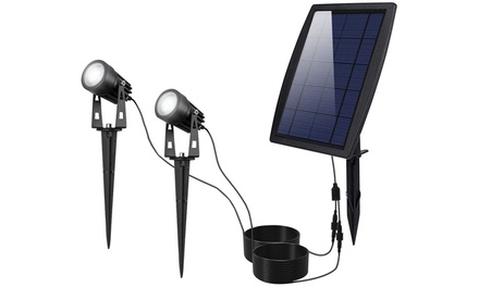 Up To Off On Solarek Twin Solar Spotlights Groupon Goods