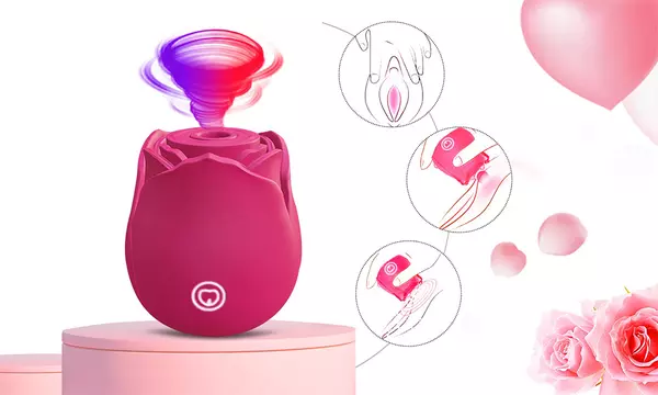 Rose Shape Sucking Vibrator G-spot Private Parts Sex Toy 7 Speed Waterproof - Second Medium