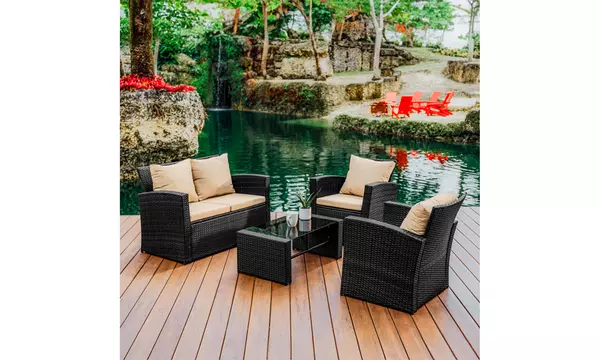 Nestl 4-Piece Outdoor Wicker Patio Furniture Conversation Set - Second Medium