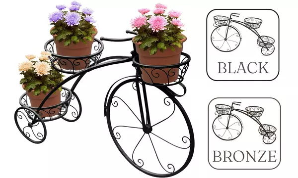 3-Tier Tricycle Plant Stand- Garden Patio Flower Pot Cart Holder- Parisian Style - Primary Image