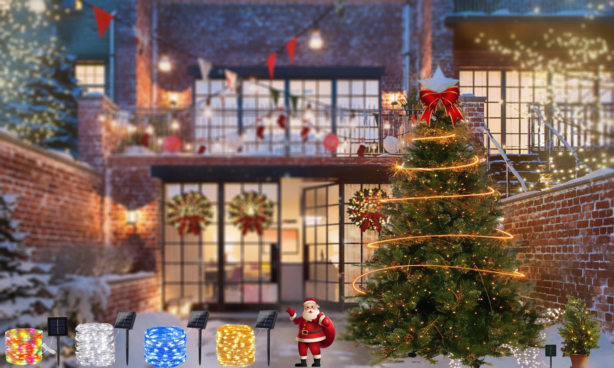 Christmas Decoration 72ft 200LED Solar String Lights Outdoor Copper Wire Lights