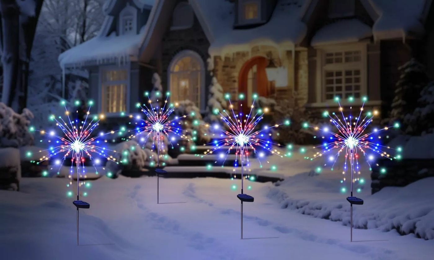 Up to Six Packs of Solar 120LED Firework Lights for Christmas Decorations