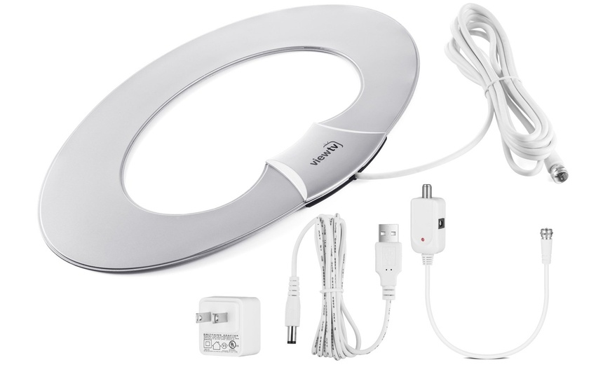 Viewtv Mile Range Flat Oval Amplified Hd Digital Indoor Tv Antenna